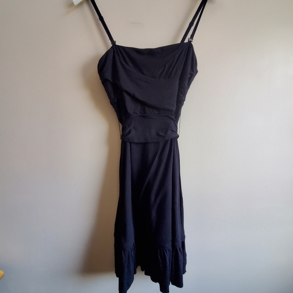 Free People Jersey Knit Black Dress with straps tie back, small size - Picture 2 of 10